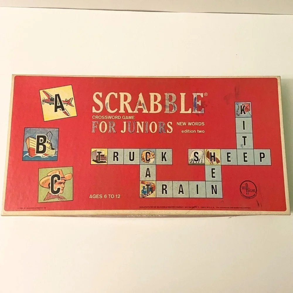 Vintage 1964 Scrabble Crossword Game for Juniors Selchow and Righter Word Game